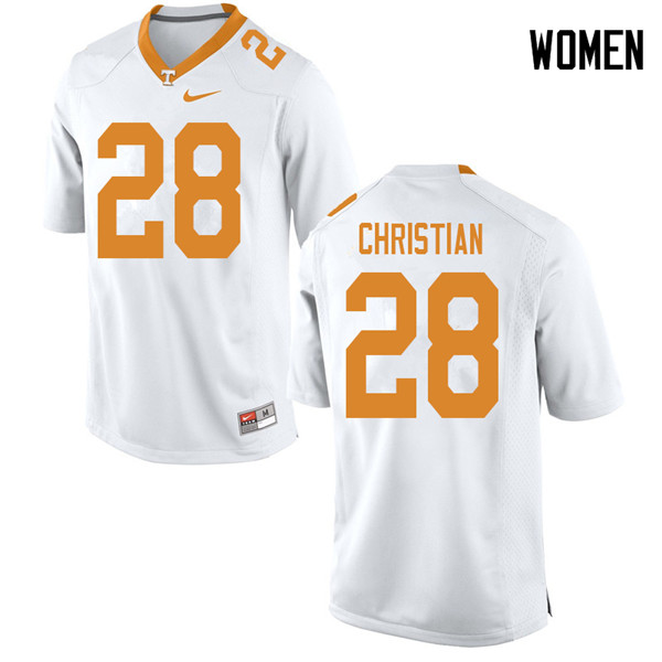 Women #28 James Christian Tennessee Volunteers College Football Jerseys Sale-White